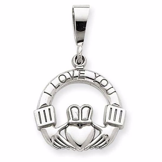 K566 Celtic 14k White Gold I Love You Claddagh Charm