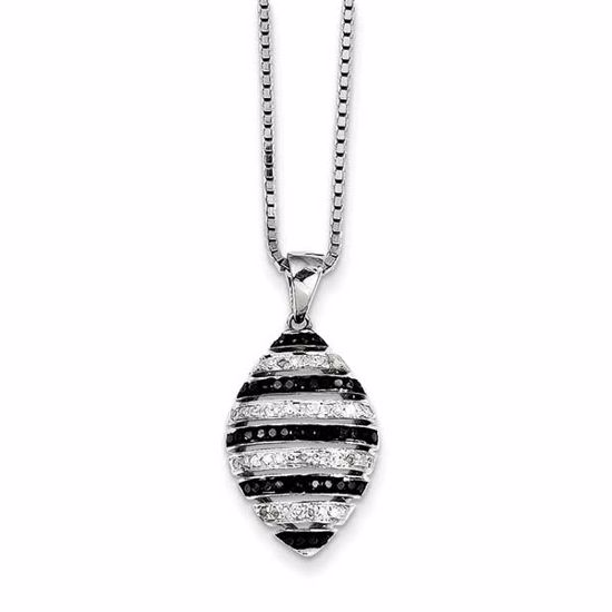 QP3846 Closeouts Sterling Silver Black and White Diamond Pendant