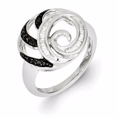QR3268-7 Closeouts Sterling Silver Black and White Diamond Ring