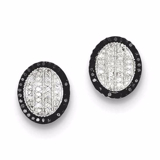 QE10838 White Night Sterling Silver Black and White Diamond Earrings