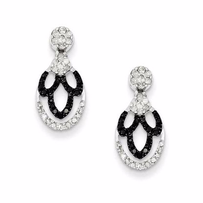 QE10886 Closeouts Sterling Silver Black & White Diamond Post Earrings