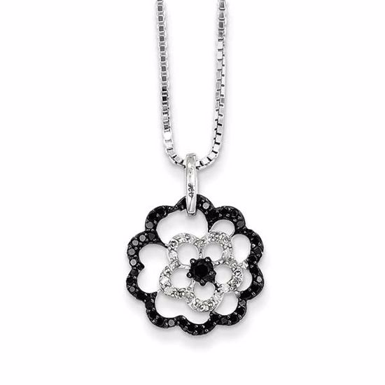 QP3852 Closeouts Sterling Silver Black & White Diamond Pendant