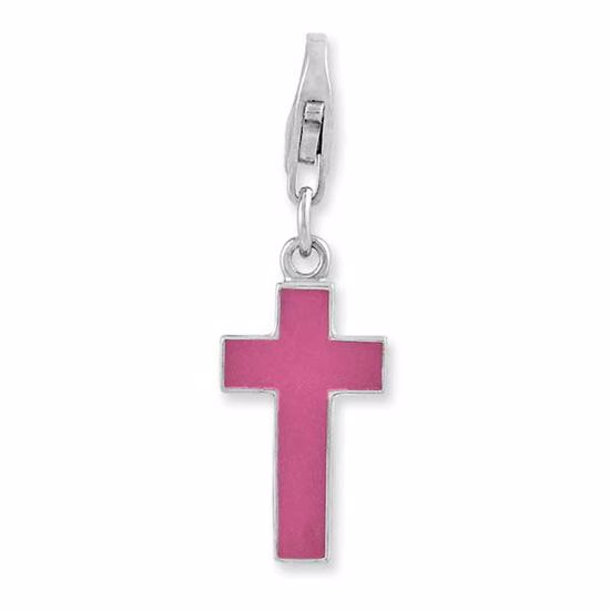 QCC942 Amore La Vita Sterling Silver Rhodium plated Enameled Cross w/Lobster Clasp Charm