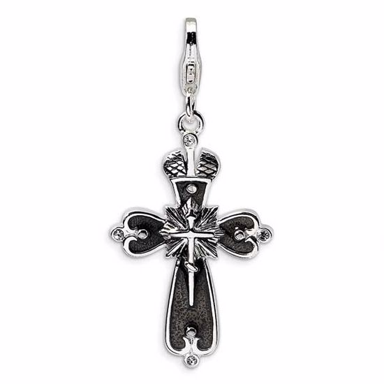 QCC511 Amore La Vita Sterling Silver Enameled Swarovski Element Cross w/Lobster Clasp Charm