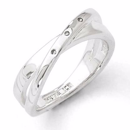 QW167-7 White Ice SS White Ice .03ct. Diamond Crossover Ring