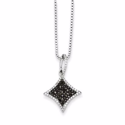 QP3789 White Night Sterling Silver Black and White Diamond Pendant
