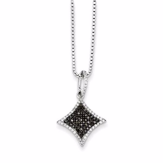 QP3789 White Night Sterling Silver Black and White Diamond Pendant