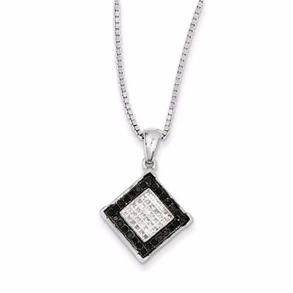 QP2331 White Night Sterling Silver Black & White Diamond Pendant Necklace