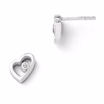QW155 White Ice SS White Ice .02ct Diamond Heart Earrings
