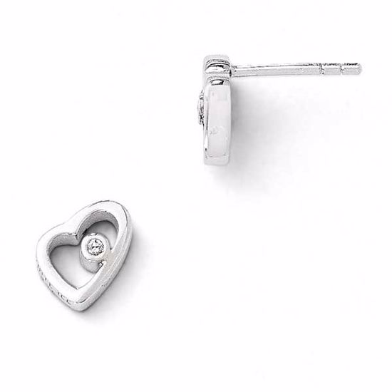 QW155 White Ice SS White Ice .02ct Diamond Heart Earrings