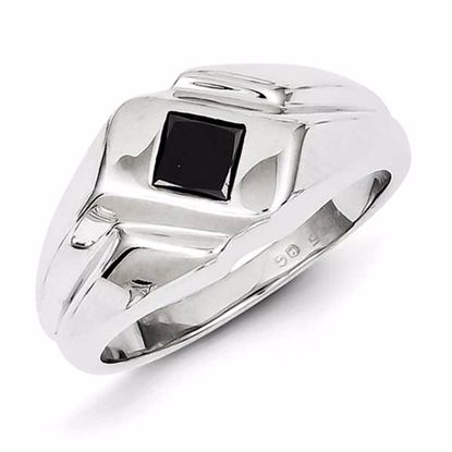QR5497-10 Closeouts Sterling Silver Black Diamond Mens Ring