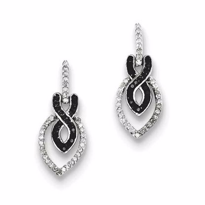 QE10834 White Night Sterling Silver Black and White Diamond Earrings