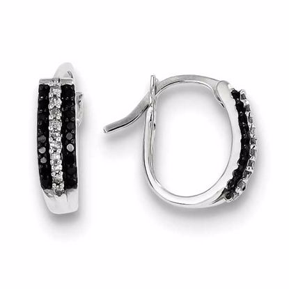 QE10920 White Night Sterling Silver Black & White Diamond Earrings
