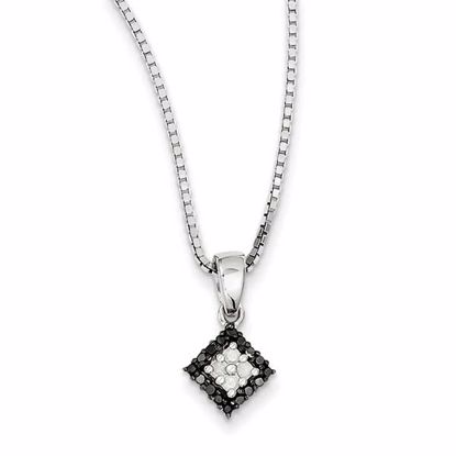 QP2163 White Night Sterling Silver Black & White Diamond Pendant Necklace
