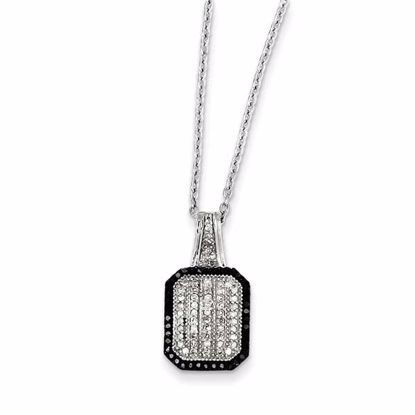 QP3804 White Night Sterling Silver Black and White Diamond Pendant
