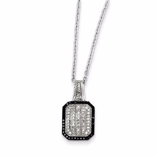 QP3804 White Night Sterling Silver Black and White Diamond Pendant