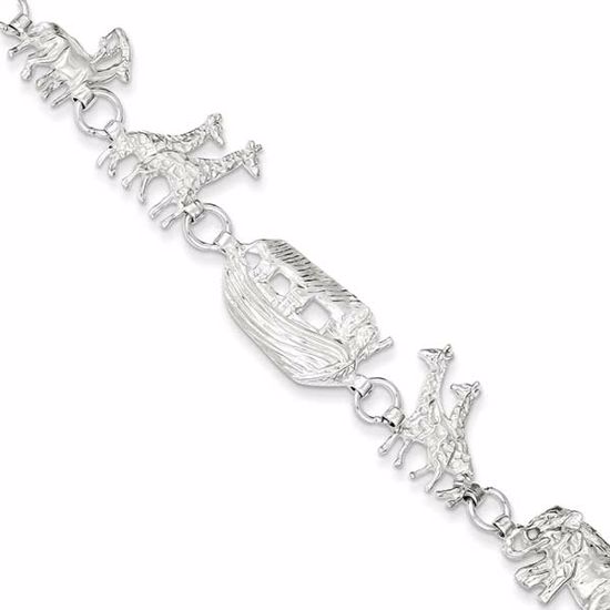 QG894-7 Confirmation/Communion Sterling Silver Noah's Ark Bracelet