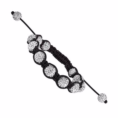 BF1429 Spotlight - Macrame Bracelets 10mm White Crystal Beads Black Cord Bracelet