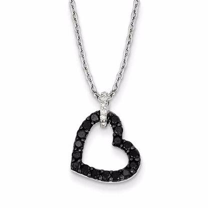 QP2162 White Night Sterling Silver Black & White Diamond Pendant Necklace