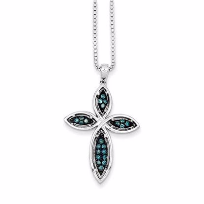 QP3734 White Night Sterling Silver Blue Diamond Cross Pendant