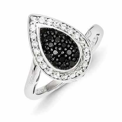 QR5378-8 Closeouts Sterling Silver Black Diamond Marquise Ring