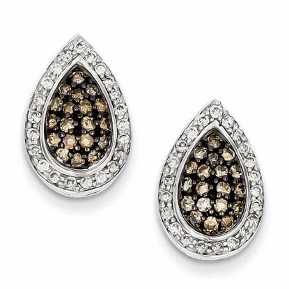 QE10688 White Night Sterling Silver Champagne Diamond Teardrop Post Earrings