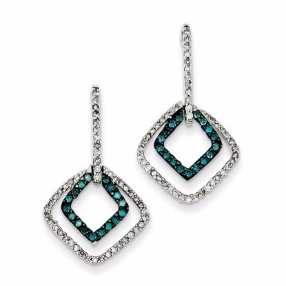 QE10770 White Night Sterling Silver Blue & White Diamond Post Earrings