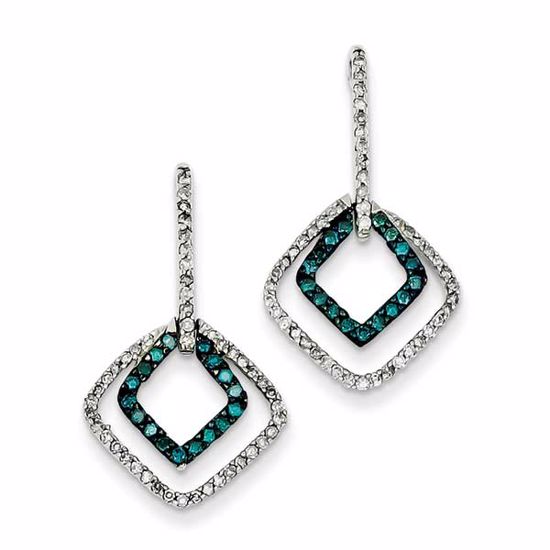 QE10770 White Night Sterling Silver Blue & White Diamond Post Earrings