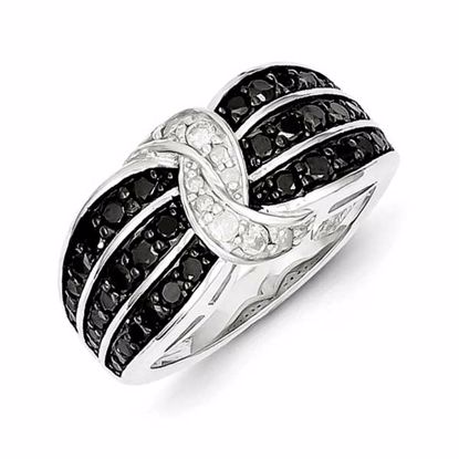 QR3017-8 Closeouts Sterling Silver Black & White Diamond Ring