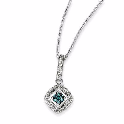 QP3728 White Night Sterling Silver White & Blue Diamond Pendant