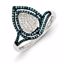 QR5202-6 Closeouts Sterling Silver Rhodium Plated Blue and White Diamond Ring