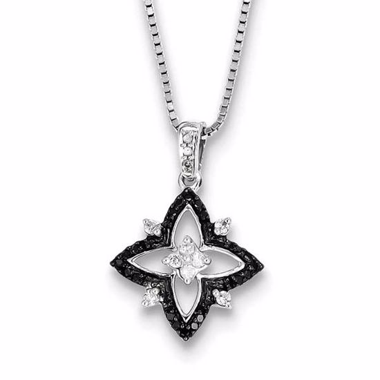 QP3851 Closeouts Sterling Silver Black & White Diamond Pendant