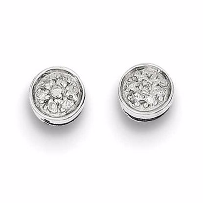 QDX286 Earring Jackets Sterling Silver Rhodium Diamond Circle Post Earrings
