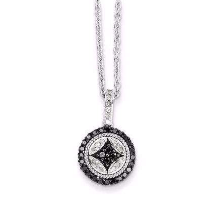 QP3786 White Night Sterling Silver Black & White Diamond Pendant