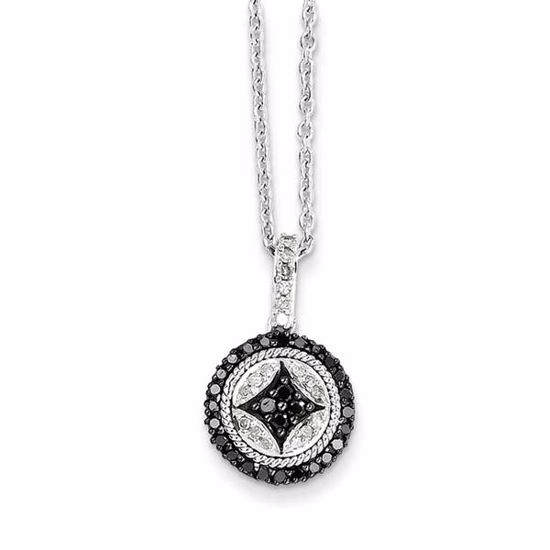 QP3786 White Night Sterling Silver Black & White Diamond Pendant