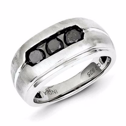 QR5462-9 Closeouts Sterling Silver & Three Black Diamond Mens Ring