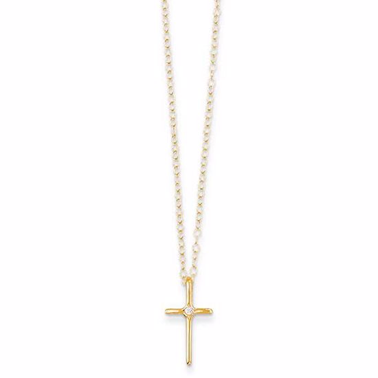 GK331-15 Madi K 14k Madi K .01ct Diamond Cross Necklace