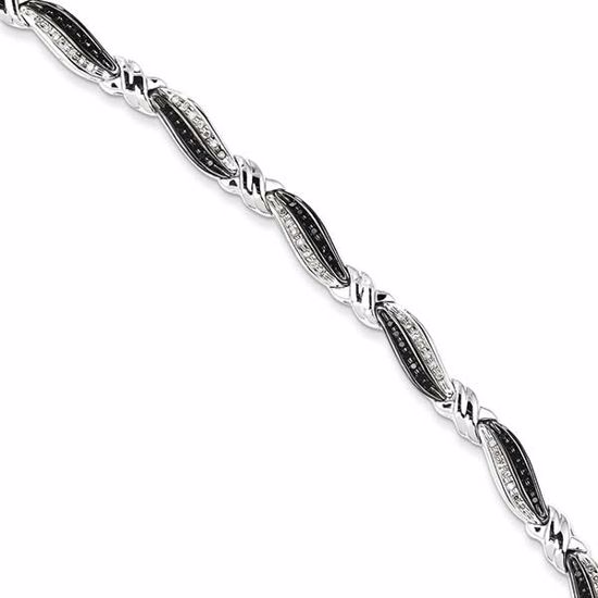 QDX1218 White Night Sterling Silver Black & White Diamond Bracelet