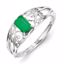 QR4503E-8 Celtic Sterling Silver Rhodium Plated Emerald Ring
