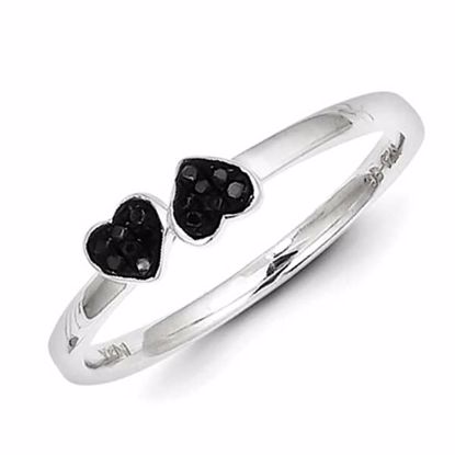 QR5360-8 White Night Sterling Silver Black Diamond Stackable Ring