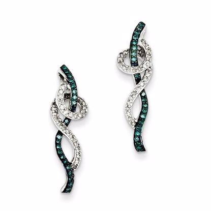 QE10751 White Night Sterling Silver Blue & White Diamond Post Earrings