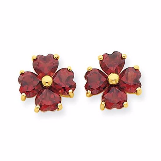 XE1939GA Celtic 14k Heart-shaped Garnet Flower Post Earrings