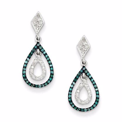 QE10750 White Night Sterling Silver Blue and White Diamond Post Earrings
