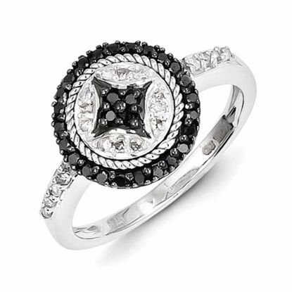 QR5383-8 Closeouts Sterling Silver Black & White Diamond Ring