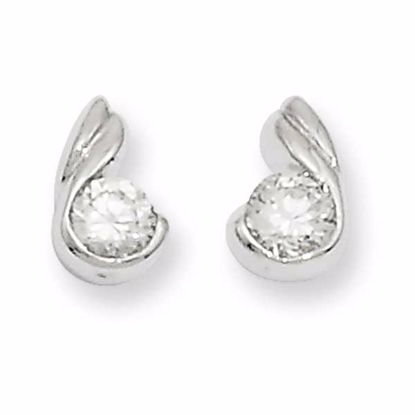 KW217 Confirmation/Communion Rhodium-plated Round CZ Earrings