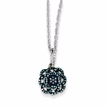 QP3714 Closeouts Sterling Silver Blue Diamond Pendant