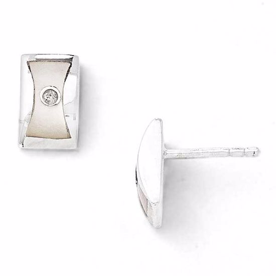 QW152 White Ice SS White Ice .02ct Diamond and MOP Earrings
