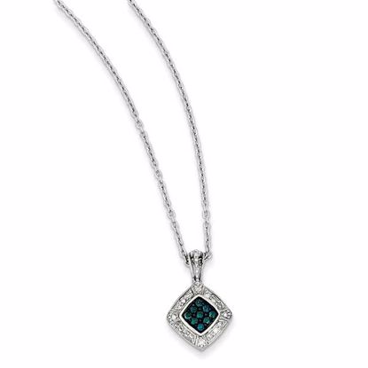QP3693 White Night Sterling Silver Small Blue & White Diamond Pendant