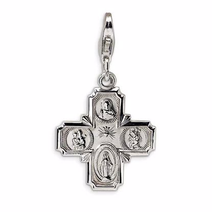 QCC499 Amore La Vita Sterling Silver 4-way Medal w/Lobster Clasp Charm