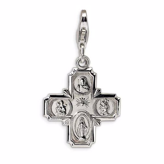 QCC499 Amore La Vita Sterling Silver 4-way Medal w/Lobster Clasp Charm